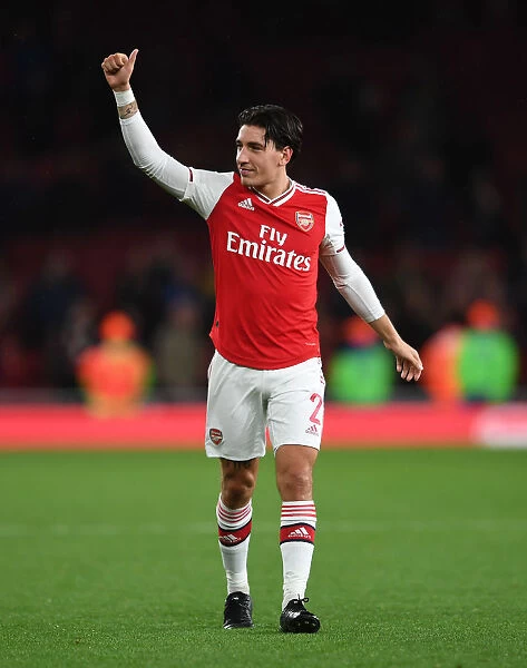 Arsenal's Hector Bellerin Reacts After Carabao Cup Victory Over Nottingham Forest