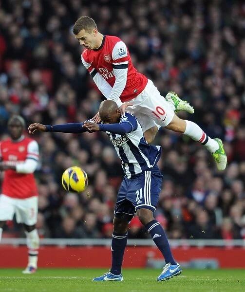 Arsenal's Jack Wilshere vs. West Brom's Youssouf Mulumbu: A Battle for the Ball, Arsenal v West Bromwich Albion, Premier League 2012-13