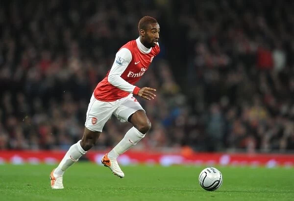 Arsenal's Johan Djourou Celebrates in Carling Cup Semi-Final Victory over Ipswich Town (3:0, 3:1 agg)