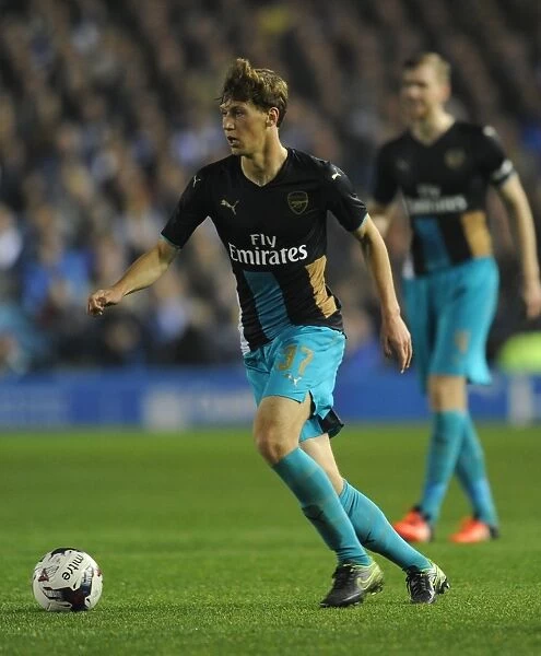 Arsenal's Krystian Bielik in Action against Sheffield Wednesday in Capital One Cup