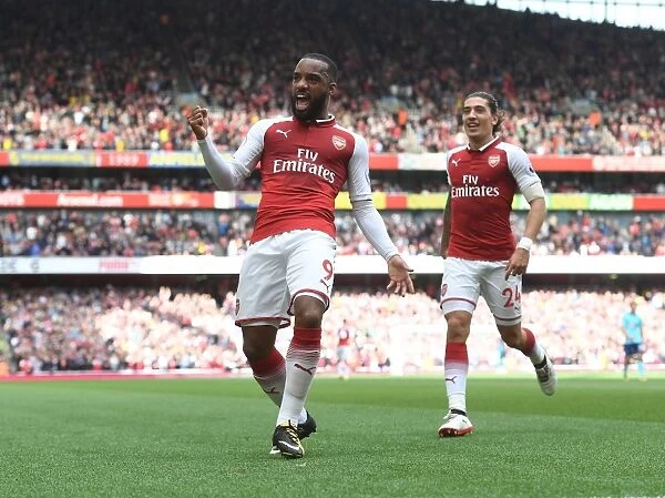 Arsenal's Lacazette and Bellerin: Celebrating a Goal Against AFC Bournemouth in the 2017-18 Premier League