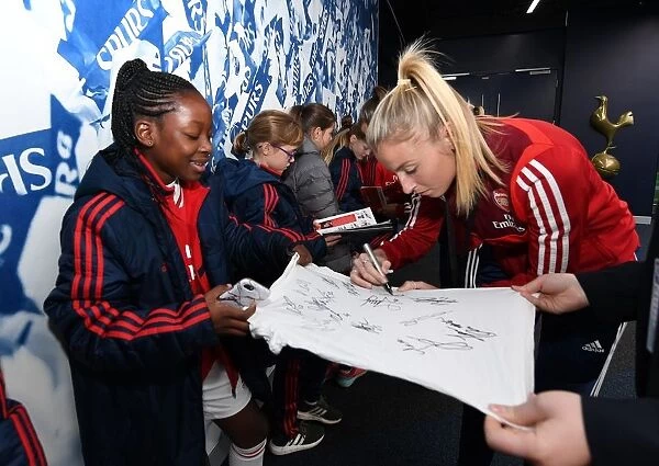 Arsenal's Leah Williamson Signs Autographs Before Tottenham-Arsenal FA Womens Super League Clash