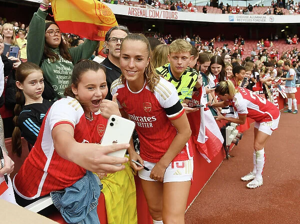 Arsenal's Lia Walti and Young Fan: A Selfie Moment after Arsenal Women vs Liverpool Women (2023-24)