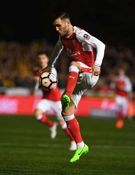 Arsenal's Lucas Perez in FA Cup Fifth Round Action against Sutton United
