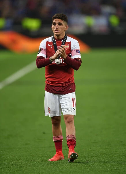 Arsenal's Lucas Torreira Celebrates with Fans after Europa League Final Loss to Chelsea in Baku