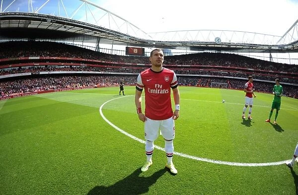 Arsenal's Lukas Podolski Readies for Arsenal vs. West Bromwich Albion (2013-14)