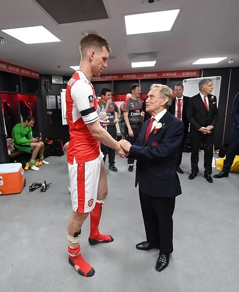 Arsenal's Per Mertesacker and Director Ken Friar Celebrate FA Cup Victory