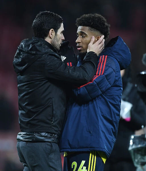Arsenal's Mikel Arteta Speaks with Reiss Nelson after AFC Bournemouth Clash (Premier League 2019-20)