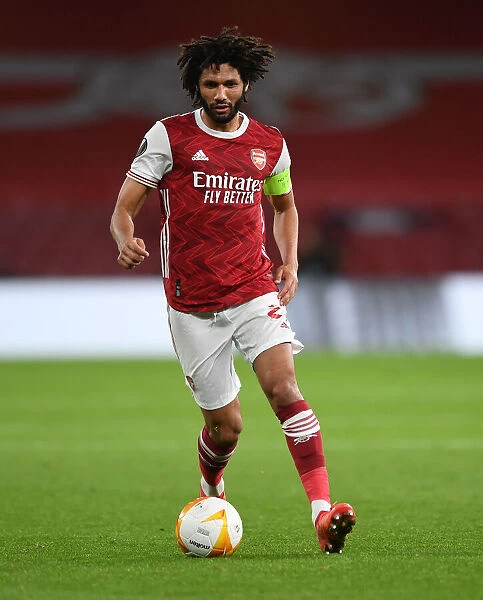 Arsenal's Mohamed Elneny in Europa League Action: Arsenal vs. Dundalk (Behind Closed Doors, 2020-21)
