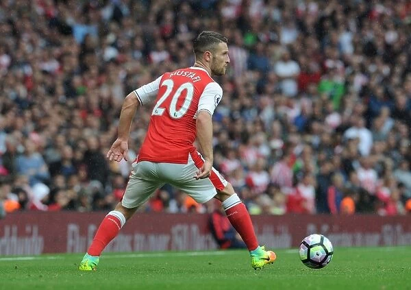 Arsenal's Mustafi in Action Against Southampton (2016-17) at Emirates Stadium
