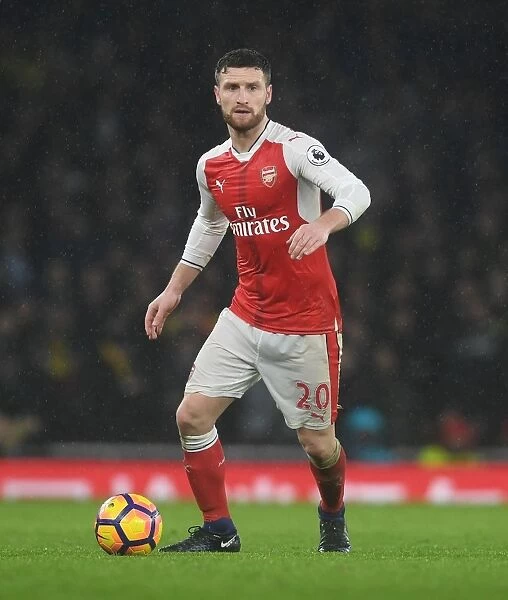 Arsenal's Mustafi in Action against Watford (Premier League 2016-17)