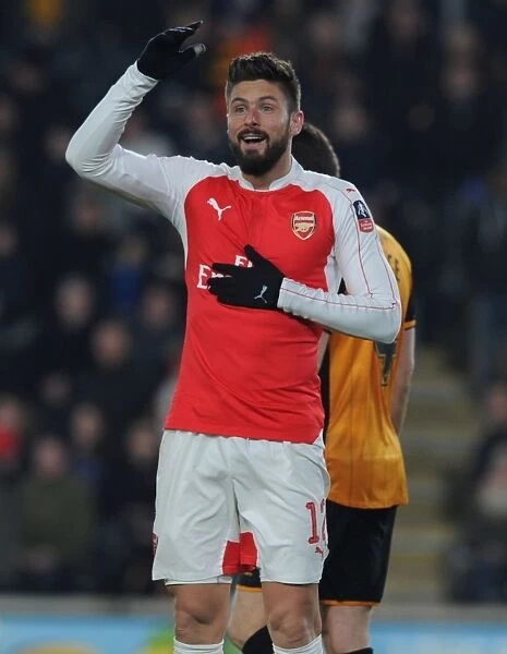 Arsenal's Olivier Giroud in Action: Emirates FA Cup Fifth Round Replay vs. Hull City
