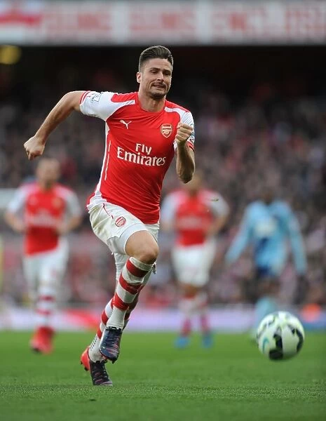 Arsenal's Olivier Giroud in Action During the 2014-2015 Premier League Match Against West Ham United