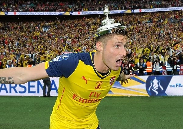 Arsenal's Olivier Giroud Celebrates FA Cup Victory over Aston Villa