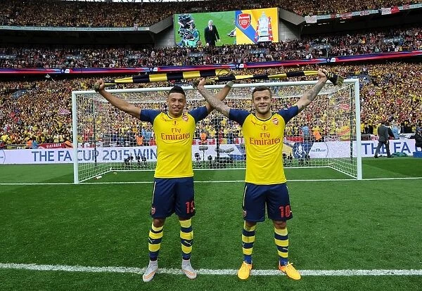 Arsenal's Oxlade-Chamberlain and Wilshere Celebrate FA Cup Victory