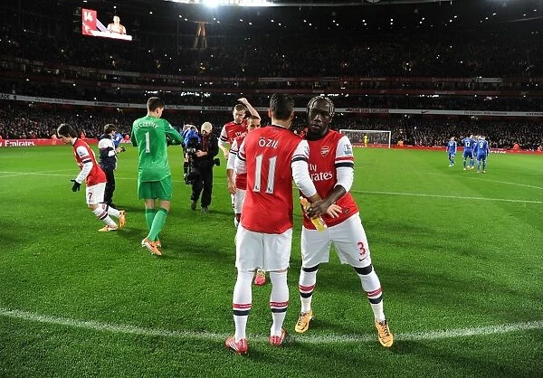 Arsenal's Ozil and Sagna: Pre-Match Moment at Emirates Stadium (Arsenal v Chelsea, 2013-14)