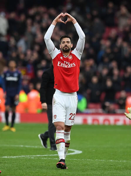 Arsenal's Pablo Mari Waves to Family After Arsenal v West Ham United Match, Premier League 2019-2020