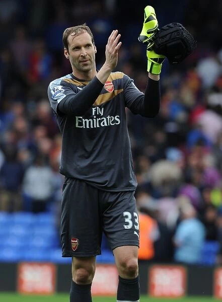 Arsenal's Petr Cech Celebrates Crystal Palace Victory with a Heartfelt Applause to Fans (2015-16)