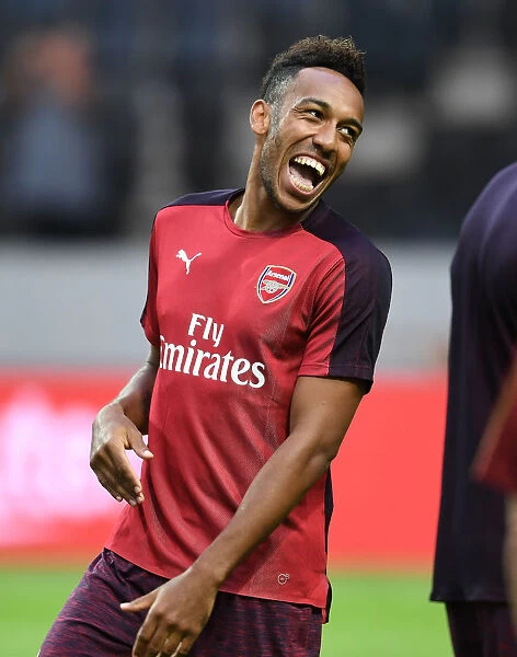 Arsenal's Pierre-Emerick Aubameyang Prepares for Action against SS Lazio in Stockholm (2018)
