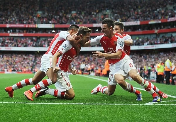 Arsenal's Ramsey, Sanchez, Koscielny, and Arteta Celebrate Goals Against Crystal Palace (2014 / 15)