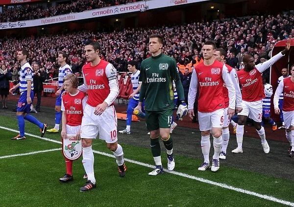 Arsenal's Robin van Persie Leads Out Team Against Queens Park Rangers, 2011-12 Premier League