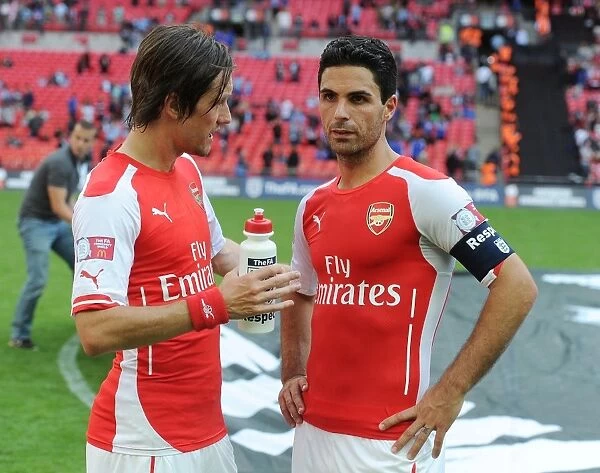 Arsenal's Rosicky and Arteta Share a Moment after FA Community Shield Loss to Manchester City
