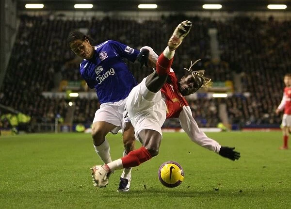 Arsenal's Sagna and Pienaar Clash in Dominant 4-1 Premier League Victory at Everton, 2007