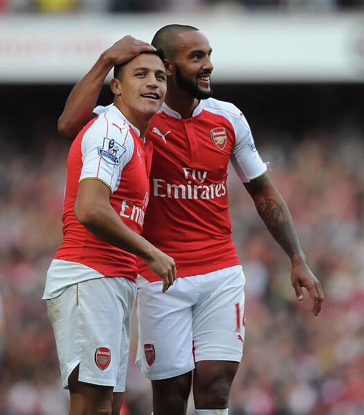 Arsenal's Sanchez and Walcott Celebrate First Goal Against Manchester United, 2015 / 16 Premier League