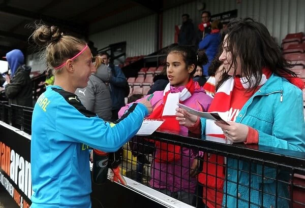 Arsenal's Sari van Veenendaal Greets Fans with Autographs After FA Cup Match
