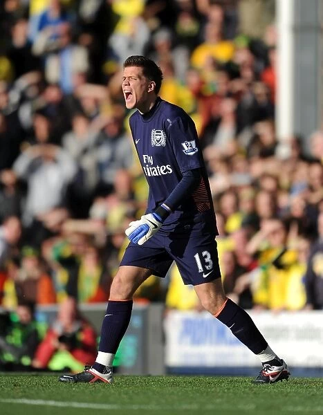 Arsenal's Szczesny in Action: Norwich City vs Arsenal, Premier League 2011-12
