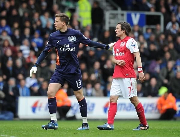 Arsenal's Szczesny and Rosicky in Action against Queens Park Rangers (2011-12)