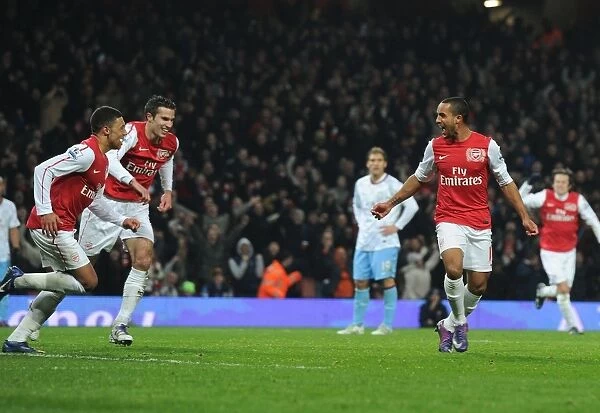 Arsenal's Theo Walcott, Robin van Persie, and Alex Oxlade-Chamberlain Celebrate Goals Against Aston Villa in FA Cup Fourth Round