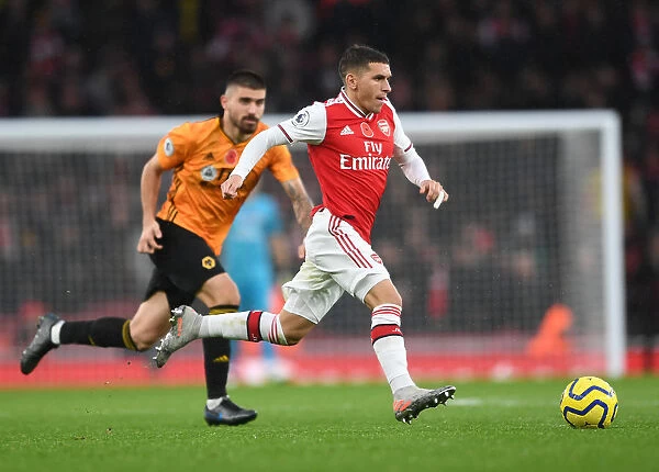 Arsenal's Torreira in Action against Wolverhampton Wanderers, Premier League 2019-20