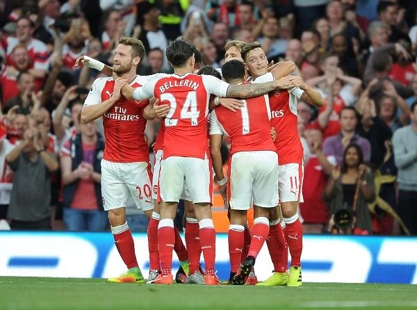 Arsenal's Triumph: Ozil, Sanchez, and Bellerin's Goal Celebration vs. Chelsea (2016-17)