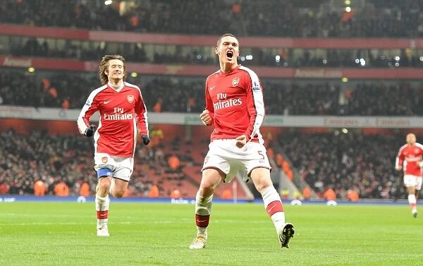 Arsenal's Unforgettable Triumph: Vermaelen and Rosicky's Goal Celebration (4:2) vs. Bolton Wanderers, 2010