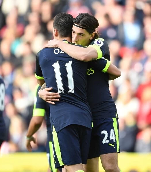 Arsenal's Unstoppable Duo: Ozil and Bellerin's Euphoric Goal Celebration vs Stoke City