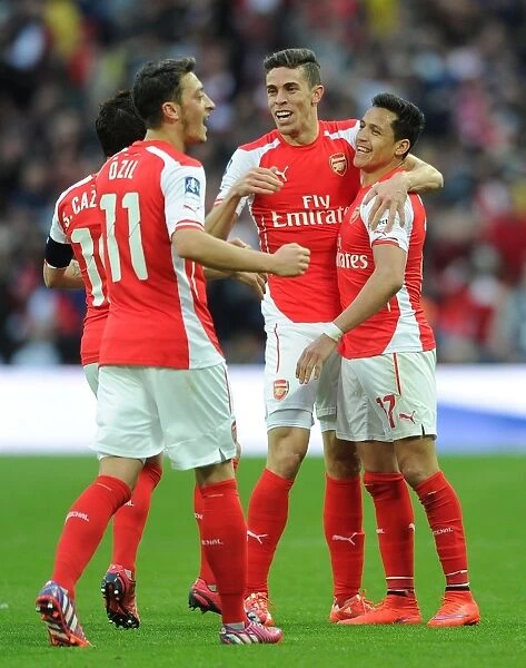Arsenal's Unstoppable Duo: Sanchez and Gabriel Celebrate FA Cup Semi-Final Goals (2015)