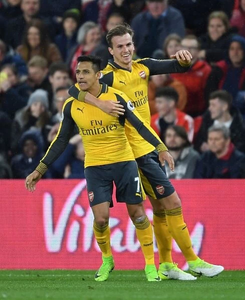 Arsenal's Unstoppable Duo: Sanchez and Holding Score First Goals vs. Middlesbrough (2016-17)