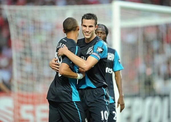Arsenal's Van Persie and Gibbs: Celebrating a Goal Against Benfica (2011-12)