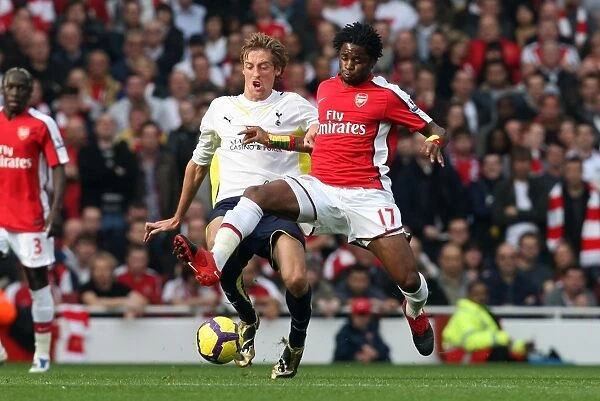 Arsenal's Victory: Alex Song vs. Peter Crouch in the Intense Arsenal 3:0 Tottenham Hotspur Barclays Premier League Clash at Emirates Stadium (October 31, 2009)