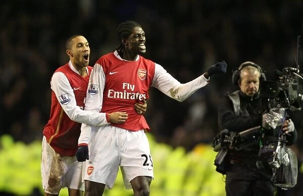 Arsenal's Victory Celebration: Clichy and Adebayor Rejoice after 4-1 Win over Everton
