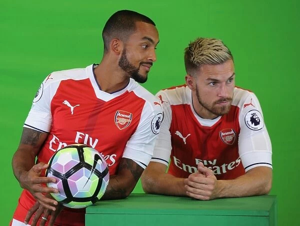 Arsenal's Walcott and Ramsey at 2016-17 First Team Photocall