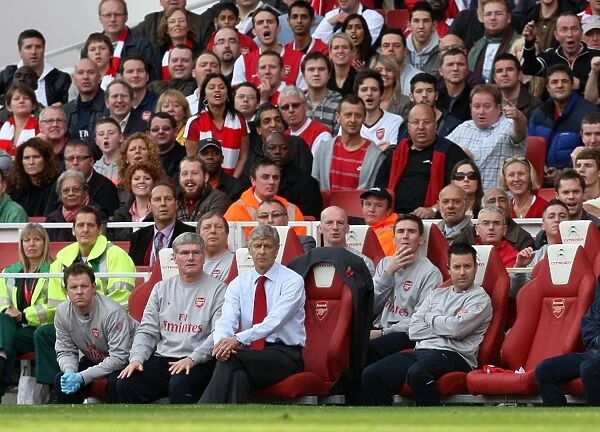 Arsene Wenger and Arsenal Backroom Staff Celebrate 3:0 Victory over Tottenham Hotspur (2009, Emirates Stadium)