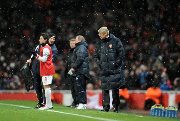Arsene Wenger the Arsenal Manager. Arsenal 2: 0 Wigan Athletic. Carling Cup, Quarter Final