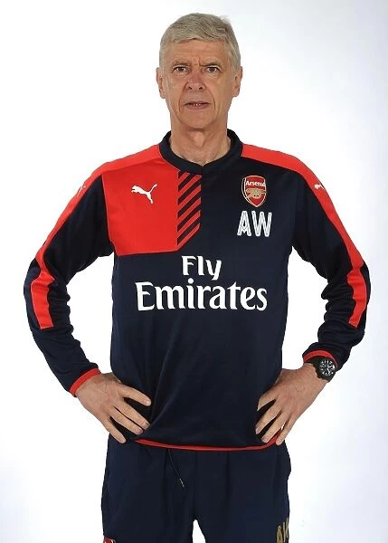 Arsene Wenger at Arsenal's 2015-16 First Team Photocall