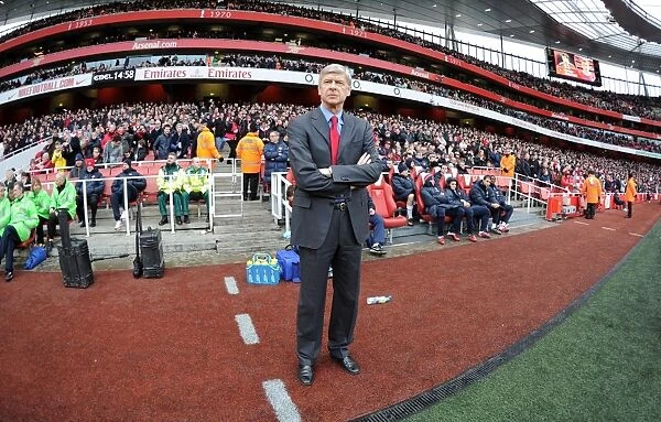 Arsene Wenger Celebrates Arsenal's 3:0 Victory Over Wigan Athletic in Barclays Premier League at Emirates Stadium (2011)