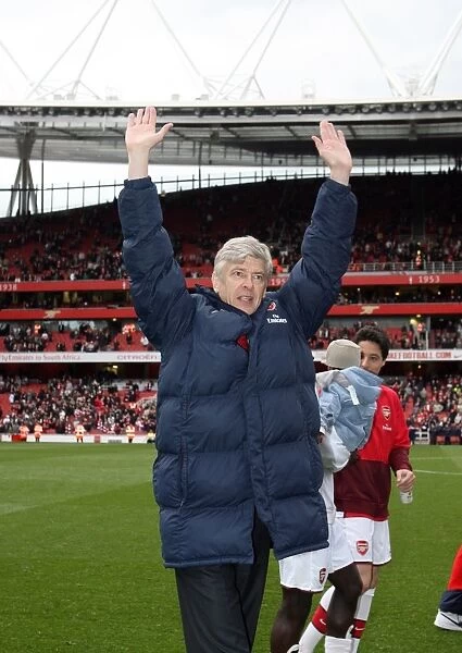 Arsene Wenger Celebrates Arsenal's 4-0 Victory Over Fulham in the Barclays Premier League (2010)