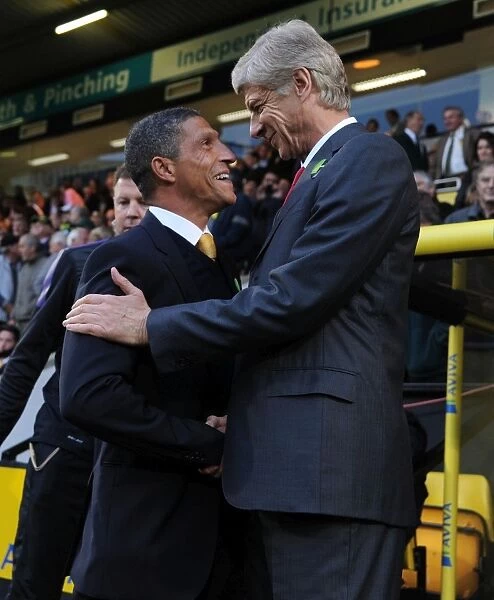 Arsene Wenger and Chris Hughton Before Norwich City vs Arsenal (2012-13)