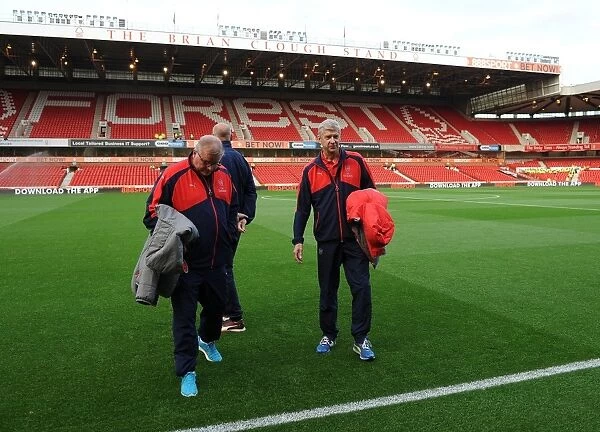 Arsene Wenger Inspects City Ground Pitch Before Arsenal's EFL Cup Clash with Nottingham Forest (2016-17)