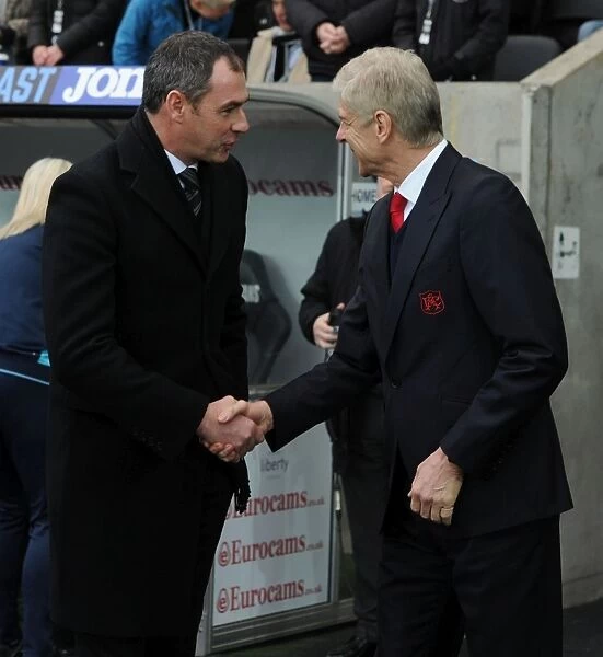 Arsene Wenger and Paul Clement Pre-Match Handshake: Swansea City vs. Arsenal, Premier League 2016-17
